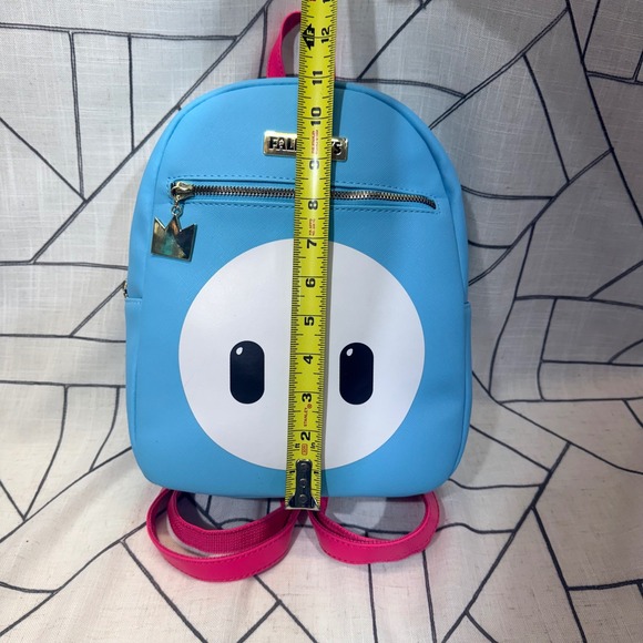 Fall‎ Guys Mini Backpack Blue Pink Faux Leather Gaming Crown Zipper Pull main image 6